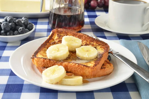 French toast with bananas — Stock Photo, Image