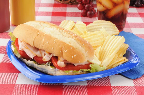Turkey submarine sandwich — Stock Photo, Image