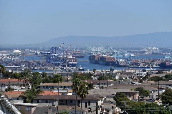 Los Angeles Usa July 2021 Cargo Ships Unloading Port Los Stock Picture