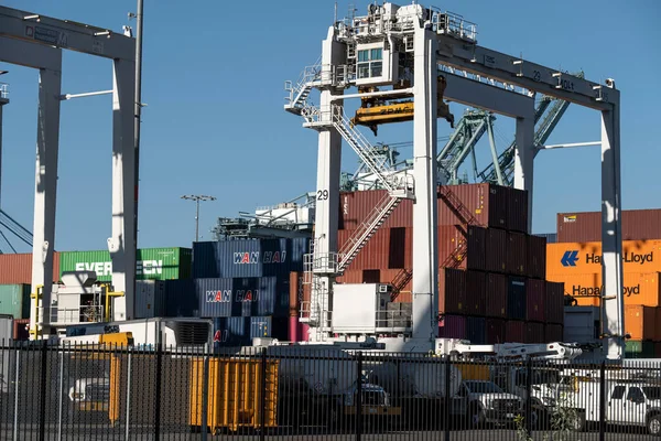 Los Angeles Usa July 2021 Shipping Containers Piled High Port Stock Image