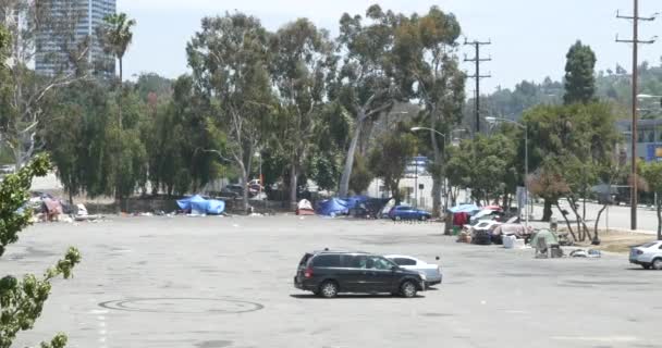 Los Angeles Verenigde Staten Juni 2021 Dakloos Kampement Een Park — Stockvideo