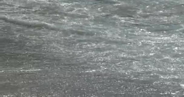 Closeup Wave Receding Ocean Sandy Beach — Stock Video