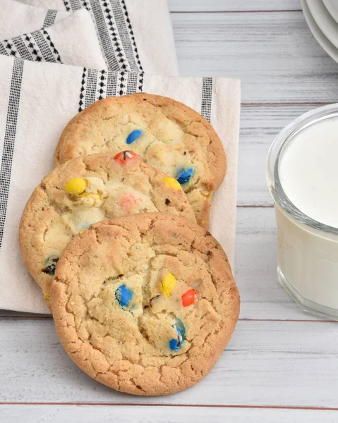 Gourmet Zelfgemaakte Koekjes Melk Bovenaanzicht — Stockfoto