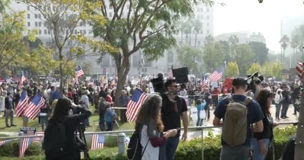 Los Angeles Usa November 2021 Große Menschenmenge Protestiert Grand Park — Stockvideo