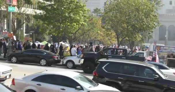 Los Angeles Usa November 2021 Demonstranten Tegen Vaccinmandaten Voor Stadsmedewerkers — Stockvideo