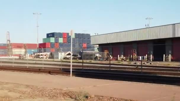 Los Angeles Usa Oktober 2021 Scheepvaart Containers Gestapeld Scheepswerven Door — Stockvideo