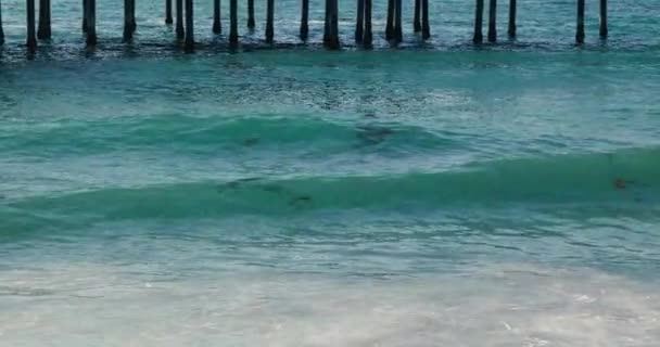 Wellenbrecher Der Nähe Der Seebrücke Eines Tropischen Ozeanresorts — Stockvideo