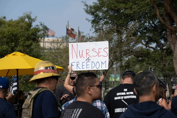 Los Angeles Usa Kasım 2021 Protestocular Grand Park Aşı Protestolarına — Stok fotoğraf