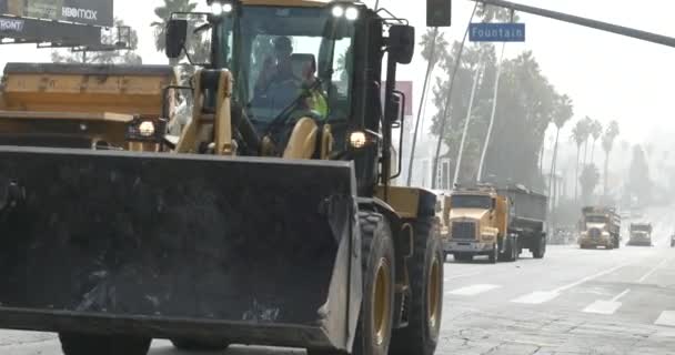 Los Angeles Usa Листопада 2021 Великі Команди Очищенню Важким Обладнанням — стокове відео