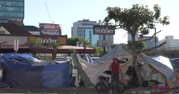 Los Angeles Eua Novembro 2021 Restaurante Sizzler Cercado Por Acampamento — Vídeo de Stock