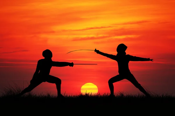 Fencing at sunset — Stock Photo, Image