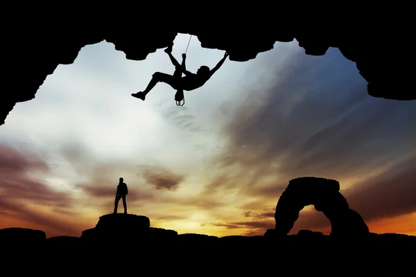 Climber at sunset — Stock Photo, Image