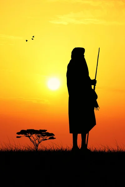 Masai ao pôr do sol — Fotografia de Stock