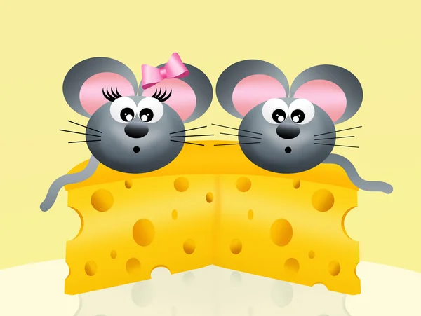 Маленькі миші на сирі — стокове фото