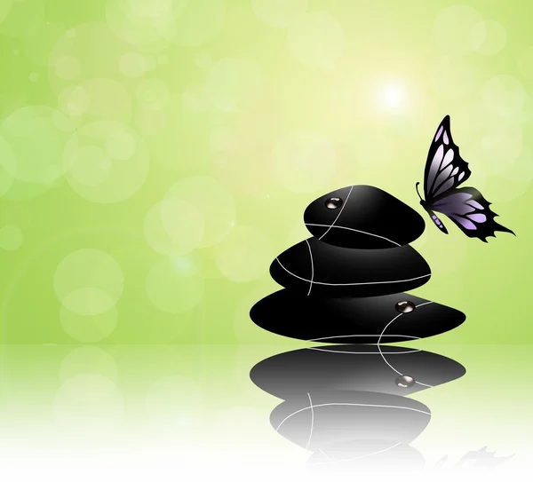 Zenové kameny a motýl — Stock fotografie