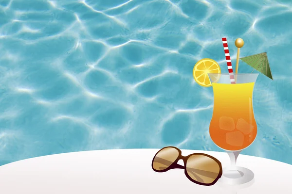 Cocktail in pool — Stock Photo, Image
