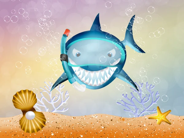 Žralok kreslený — Stock fotografie