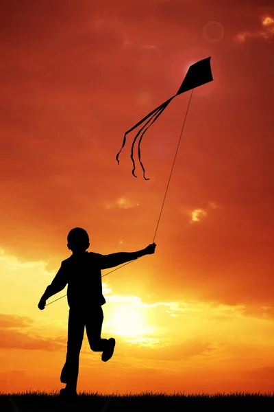 Childrens with kite — Stok fotoğraf