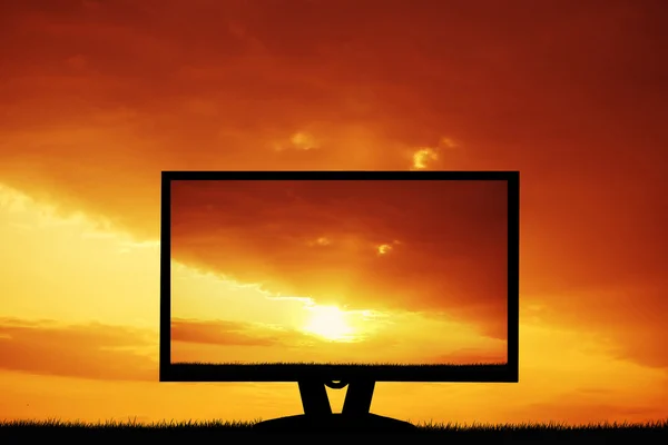 Zonsondergang op de televisie — Stockfoto