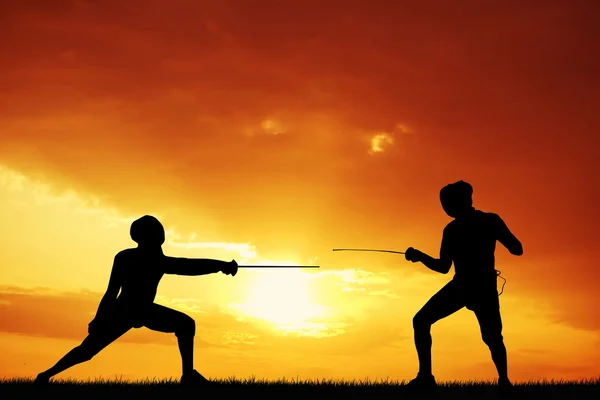 Fencing at sunset — Stock Photo, Image