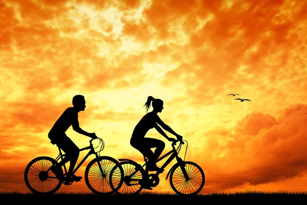 Biker bei Sonnenuntergang — Stockfoto