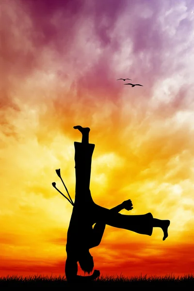 Capoeira ao pôr do sol — Fotografia de Stock