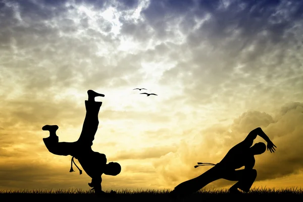 Capoeira i solnedgången — Stockfoto