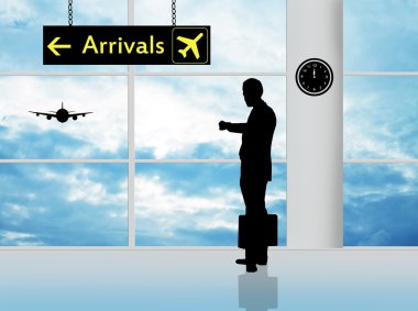 Arrivals in airport clipart