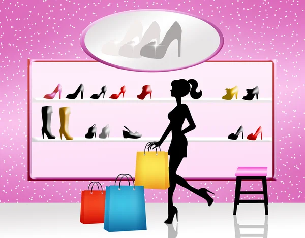 Donna comprare scarpe — Foto Stock