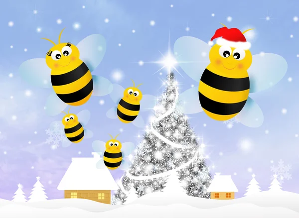 La abeja en Navidad —  Fotos de Stock