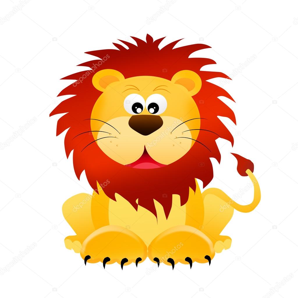 Lion cartoon on white background
