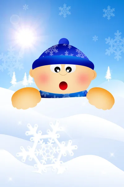 Bambino con fiocco di neve — Foto Stock