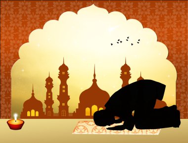 Müslüman adam dua ediyor