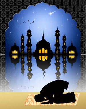 Müslüman adam dua ediyor