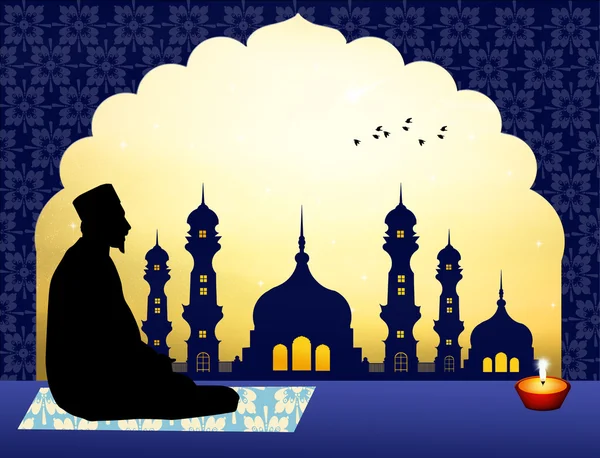 Muslimimies rukoilee — kuvapankkivalokuva