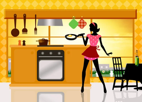 Nő a konyhában — Stock Fotó