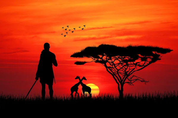 Indigenous at sunset — Stock Photo, Image
