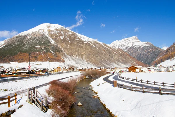 Frozen lake, in Livigno — Stock Photo, Image