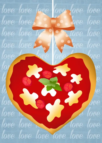 Heart Shaped Pizza — Stock Photo, Image