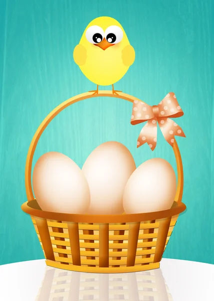 Eggs in the basket — Stock Photo, Image