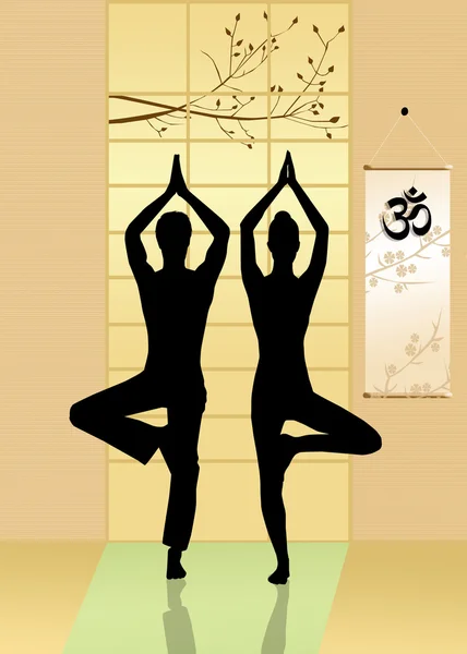 Couple doing yoga — Stock Photo, Image