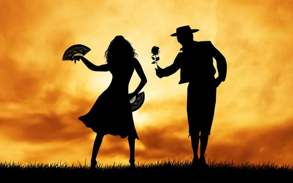 Пара танцующих фламенко — стоковое фото