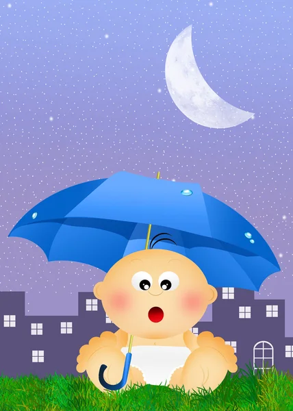 Child with umbrella — Stock Photo, Image