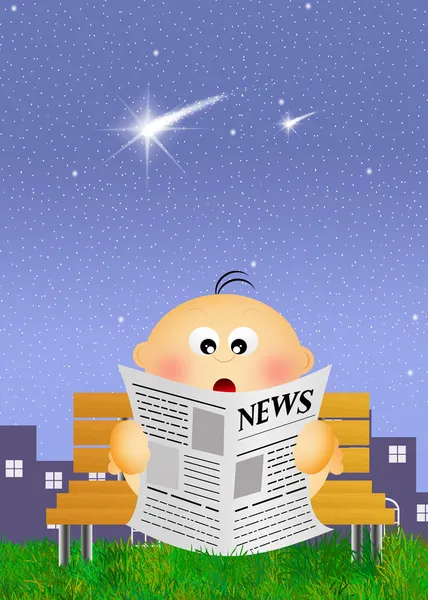 Criança lê notícias — Fotografia de Stock