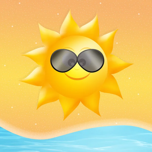 Solen med solglasögon — Stockfoto