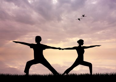Yoga yapan çift