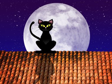 Cats on roof clipart