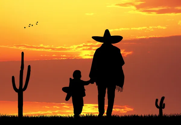 Hombre y niño mexicano — Foto de Stock