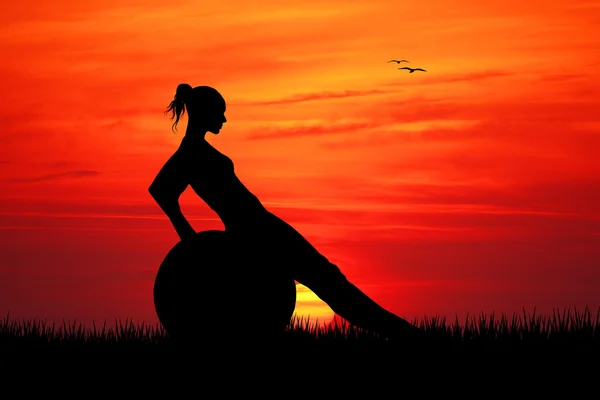 Pilates bei Sonnenuntergang — Stockfoto