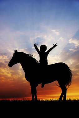 Child on horse clipart